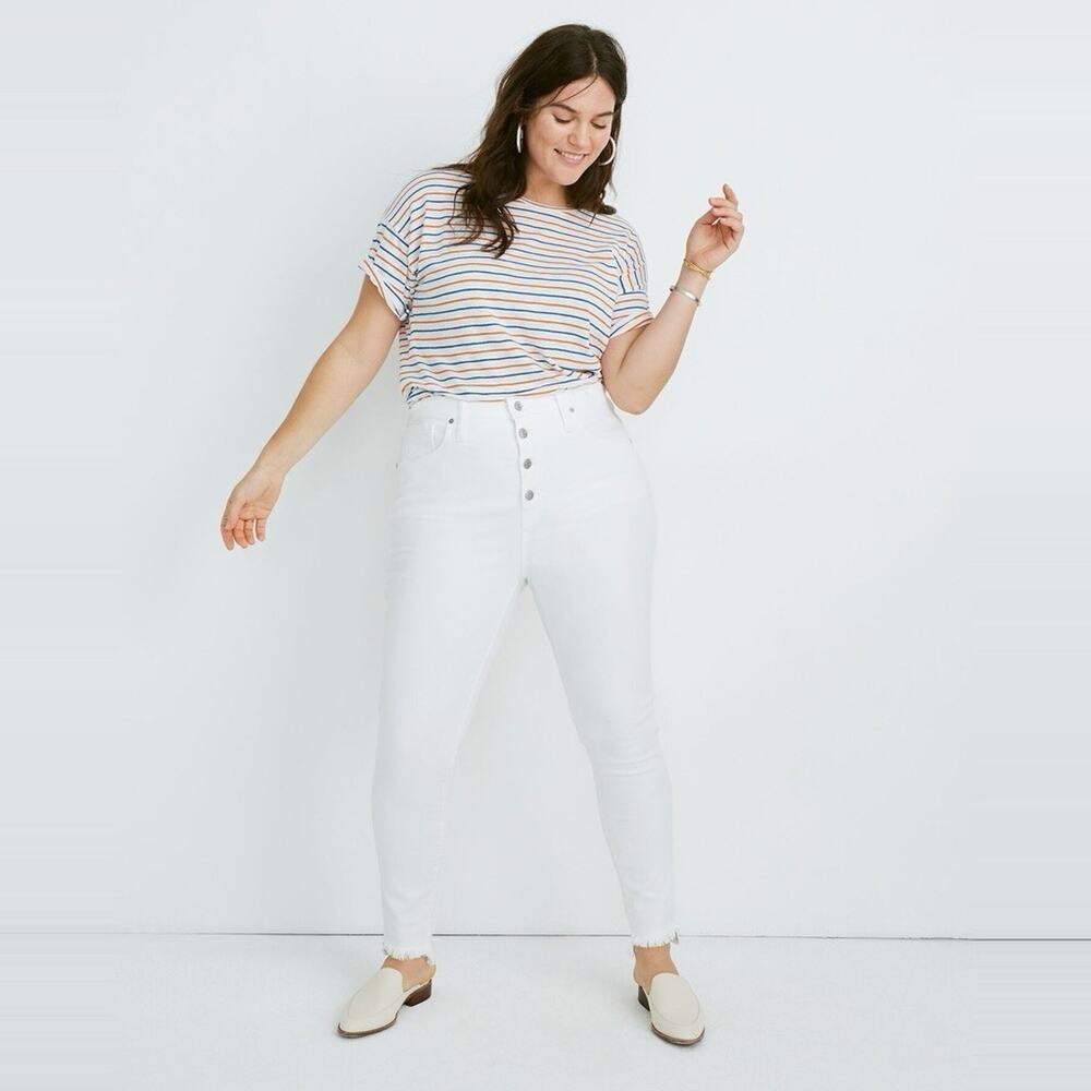 Madewell 10” High Rise Skinny Jeans Step Hem Pure White sz 36 Tall
